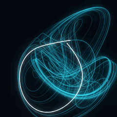 Plate 105, Halvorsen Attractor: a still of the flow / cyclic symmetry plate as the atlas renders it, in the attractors accent.