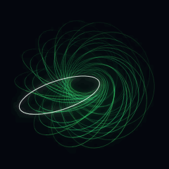 Plate 122, Hopf Fibration: a still of the fibration / stereographic projection plate as the atlas renders it, in the curves accent.