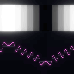 Plate 130, Mach Bands: a still of the psychophysics / difference of gaussians plate as the atlas renders it, in the colour accent.