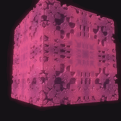 Plate 149, Mandelbox: a still of the distance field / spatial fold plate as the atlas renders it, in the fractals accent.