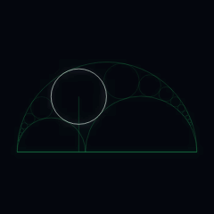 Plate 113, Pappus Chain: a still of the arbelos / circle inversion plate as the atlas renders it, in the curves accent.