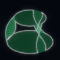 Plate 128, Seifert Surface: a still of the spanning surface / seifert algorithm plate as the atlas renders it, in the curves accent.