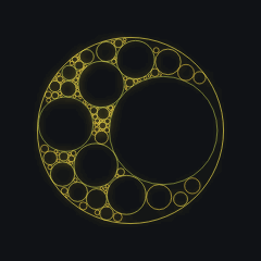 Plate 152, Soddy Sphere Packing: a still of the sphere packing / plane section plate as the atlas renders it, in the lattices accent.